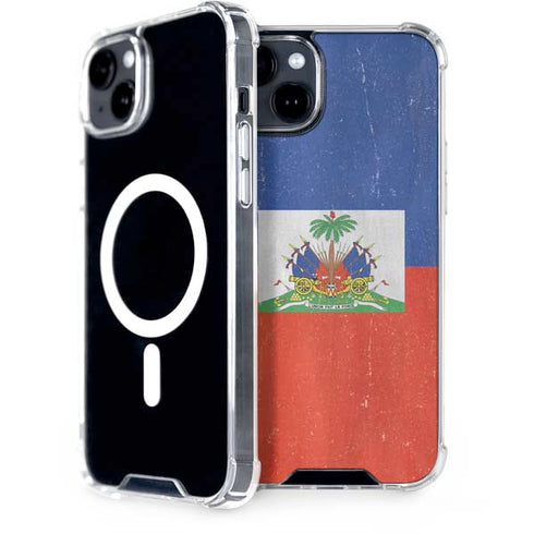Haiti Flag Distressed iPhone 15 MagSafe Case